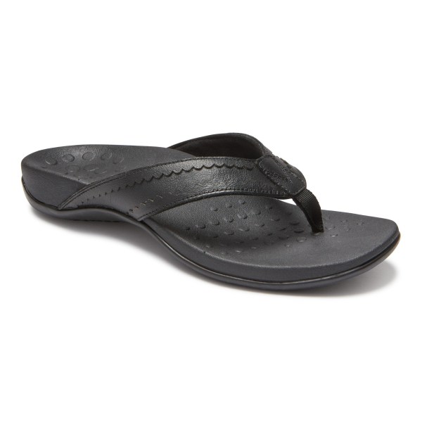 Vionic Sandals Ireland - Ashten Toe Post Sandal Black - Womens Shoes Ireland | XURCQ-9362